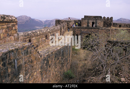 South Side Ranthambore, the Ranthambore Fort is located at the top of a rocky outcrop in the middle of the forest Stock Photo