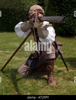 English Civil War, musket fire in battle, 17th century, historical re ...