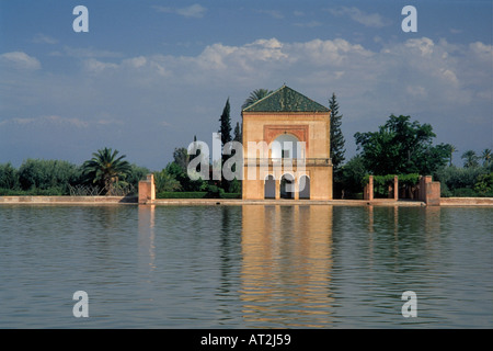 Menara gardens pavilion and pool, Marrakesh, High Atlas, central Morocco, Africa Stock Photo