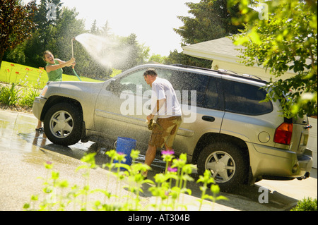 A water fight Stock Photo