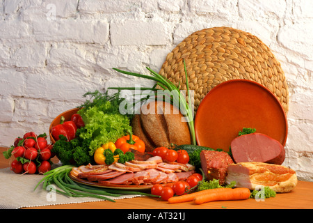 Ham with assorted vegetables bread Stock Photo