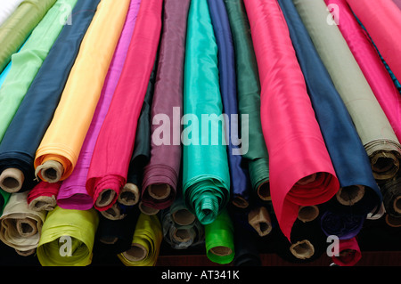 Silk fabric on sale in the new Silk Street shopping mall in Beijing. 20-Feb-2008 Stock Photo