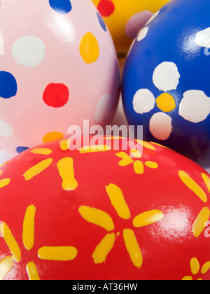 Real hand painted Easter eggs Stock Photo