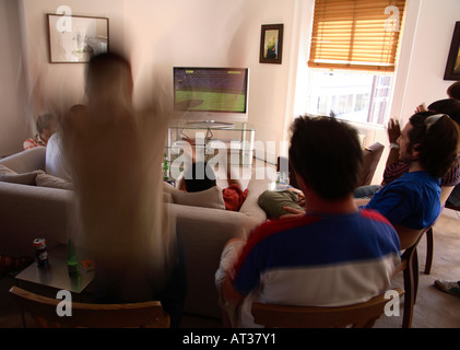 England fans celebrate England's win vs Paraguay, World Cup 2006 Stock Photo