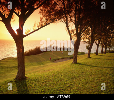 Golfers playing a round at Port Royal Golf Course in Bermuda Stock Photo