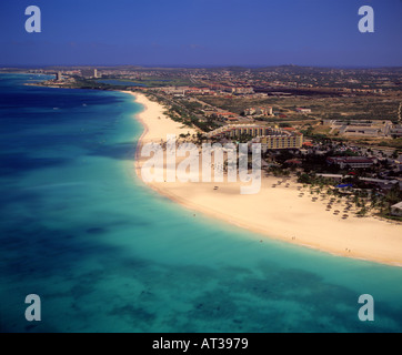 Aerial of Manchebo Beach in Aruba Stock Photo