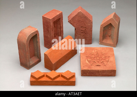 Handmade Bricks Bullnose Dogleg Squint Plinth Stretcher Facing Decorative Common Stock Photo