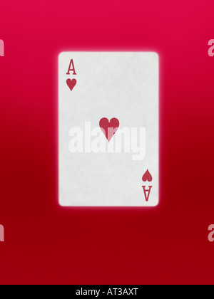 A playing card, the ace of hearts Stock Photo