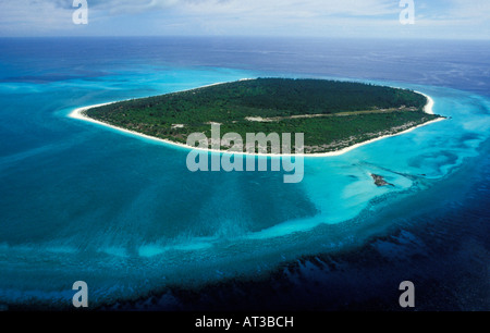 aerial view ,aerien,aerial,vue aerienne,ile glorieuse The islands of Glorieuses 7 km2 is composed of two islands Coral Great Glo Stock Photo