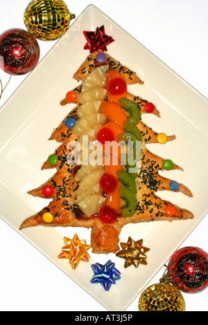 Christmas Fruit tart Stock Photo