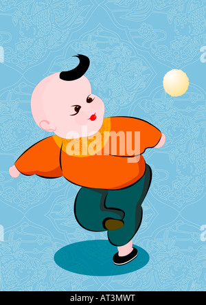 Kids celebrating Spring Festival Stock Photo