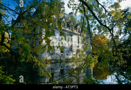 Chateau Azay le Rideau through the trees Indre et Loire Val du Loire France Stock Photo