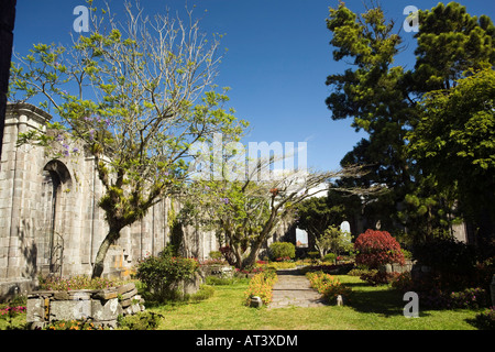Costa Rica Cartago colonial ruins of Parroquia Church gardens created in old interior area Stock Photo
