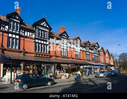 19th century Victorian canopied shops. Heaton Moor, Stockport, Greater Manchester, United Kingdom. Stock Photo