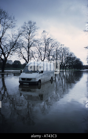 van stuck in flood water after the river ouse burst its banks york yorkshire uk Stock Photo