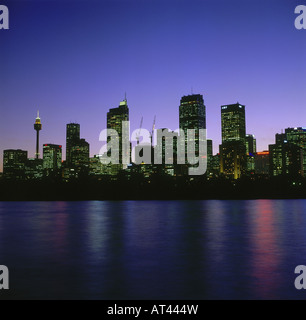 geography / travel, Australia, New South Wales, Sydney, city views / cityscapes, skyline with Sydney Tower, view from Macquaries Point, night shot,