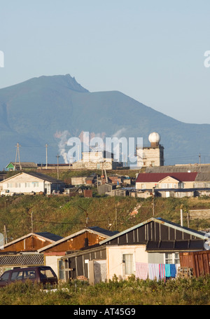 Yuzhno Kurilsk on Kunashir Island on Kuril Island chain Russian Far East Stock Photo