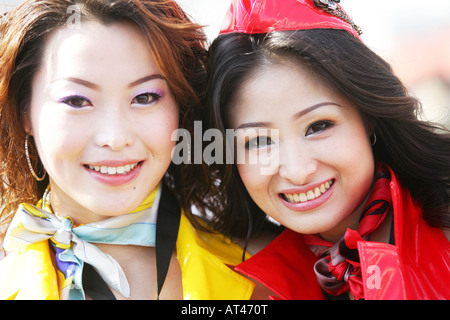 two promotion girls at the macau gp Stock Photo