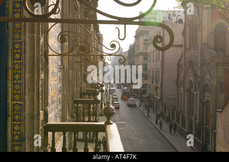 View of Madero Street from a balcony of Casa de los Azulejos (House of tiles) in Mexico City, owned by the Sanborn´s restaurant Stock Photo