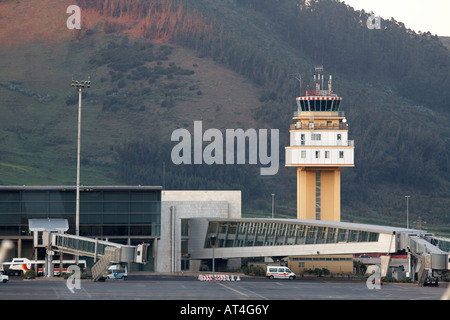 control tower walkways and terminal buildings of Los Rodeos Tenerife North airport TFN tenerife canary islands spain Stock Photo