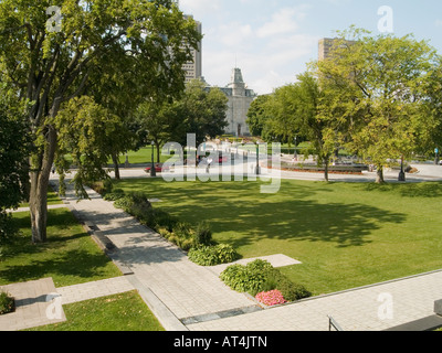 Parc de l'esplanade in front of the Hotel du Parliament on Grande Allee and Honore Mercier in Quebec City, Canada Stock Photo