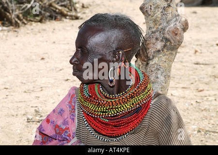 turkana woman, side view, portrait, Kenya Stock Photo