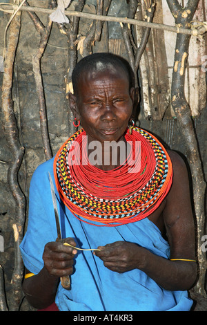samburu woman, portrait, Kenya Stock Photo