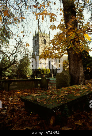 Cheshire Prestbury St Peters Churchyard in autumn Stock Photo