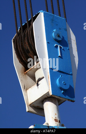 Detail of a pulley system on crane Stock Photo