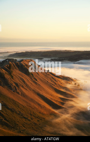 View of Te Mata Peak and Early Morning Mist Hawkes Bay North Island New Zealand Stock Photo