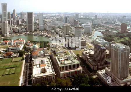 Singapore elevated horizontal view of the Singapore River passing through the city Stock Photo