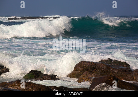 Seascape, Large waves crashing onto the shore at Sennen cove Cornwall from hurricane Gordon Stock Photo