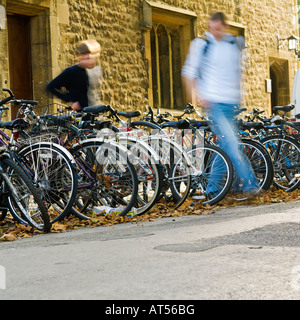 student cyclist in Oxford. No model release required blur, shadow angle mean people are  unrecognizable Stock Photo