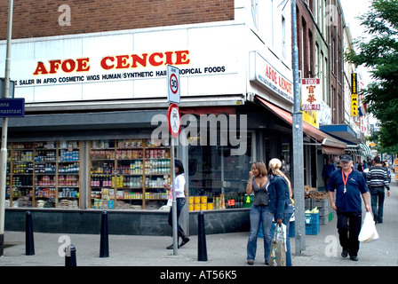 Rotterdam The Middellandstraat is a very long street with lots of international shops. Stock Photo