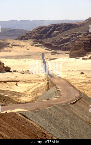 Long dramatic Road through the Sinai desert, Stock Photo