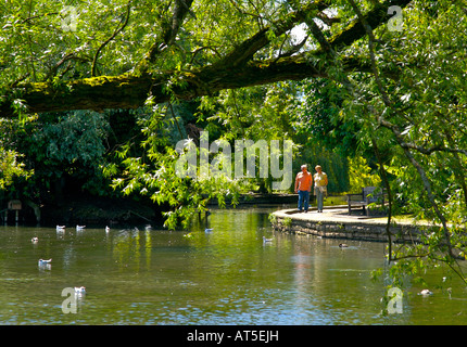 Ornamental park lake at Grange-over-Sands, Cumbria UK Stock Photo