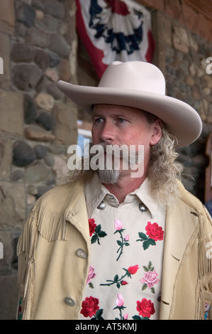 WY Wyoming Cody Buffalo Bill impersonator Old West Wild West western cowboy Stock Photo