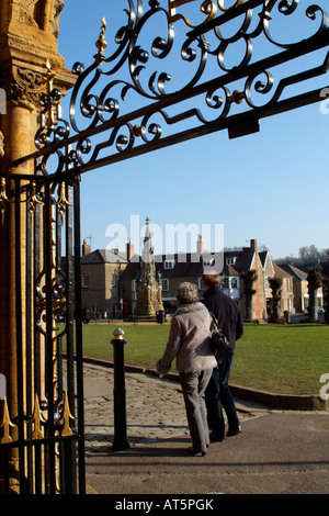 Entrance Gate of The Historic 15th Century Abbey Church Sherborne West Dorset England Looking towards the Digby memorial Stock Photo