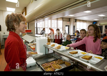 Dearborn Michigan Debra Sabaugh in the cafeteria at Lindbergh Elementary School Stock Photo