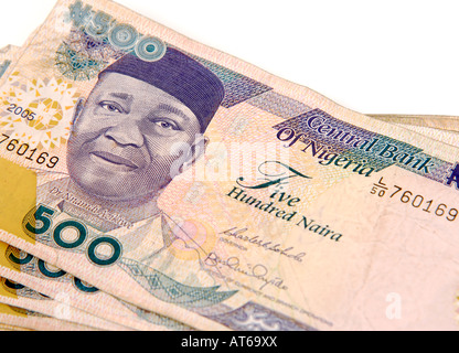 Nigerian Naira currency. 500 Naira banknotes. Stock Photo