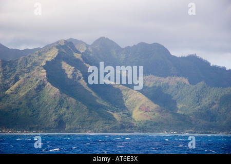 Scenic views of the mountains in the South Seas island of Moorea in French Polynesia in the South Pacific Ocean Stock Photo