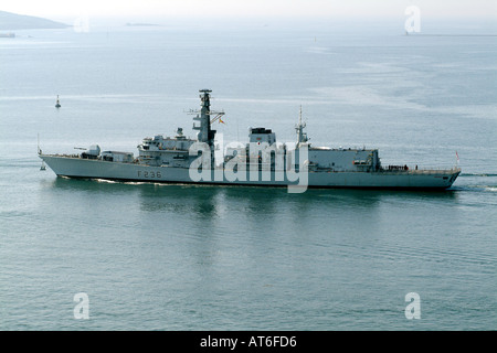 F236 HMS Montrose Royal Navy frigate leaves Plymouth Devon England UK United Kingdom Stock Photo