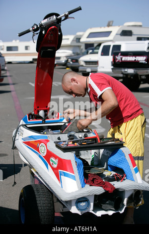 WORLD JET SKIING AT OCEANSIDE BEACH LOS ANGELES CALIFORNIA FREESTYLE WAVES Stock Photo