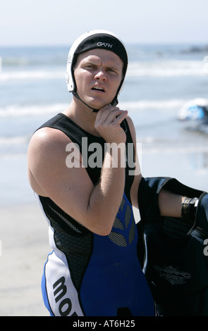 WORLD JET SKIING AT OCEANSIDE BEACH LOS ANGELES CALIFORNIA FREESTYLE WAVES IVO SEHN Stock Photo