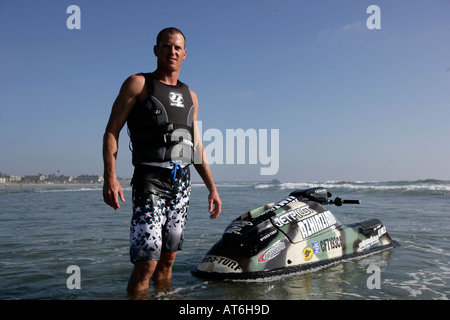 WORLD JET SKIING AT OCEANSIDE BEACH LOS ANGELES CALIFORNIA FREESTYLE TAYLOR CURTIS WORLD CHAMPION Stock Photo