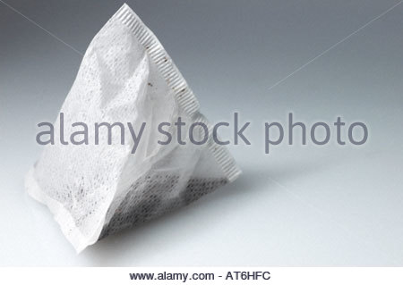 A pyramid teabag Stock Photo