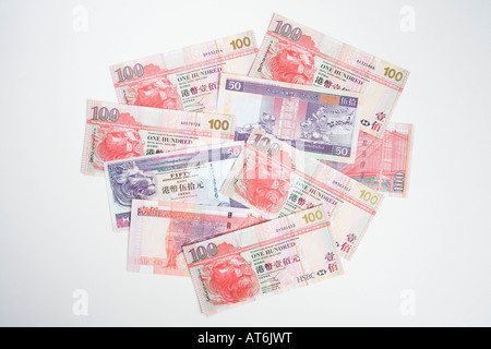 Hong Kong Dollars, elavated view Stock Photo