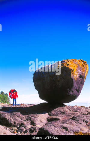 'Balance Rock' near Skidegate on Graham Island in the Queen Charlotte Islands British Columbia Canada Stock Photo