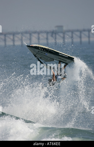 WORLD JET SKIING AT OCEANSIDE BEACH LOS ANGELES CALIFORNIA FREESTYLE WAVES Stock Photo