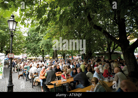 Germany, Bavaria, Munich, Beer garden, Viktualienmarkt Stock Photo